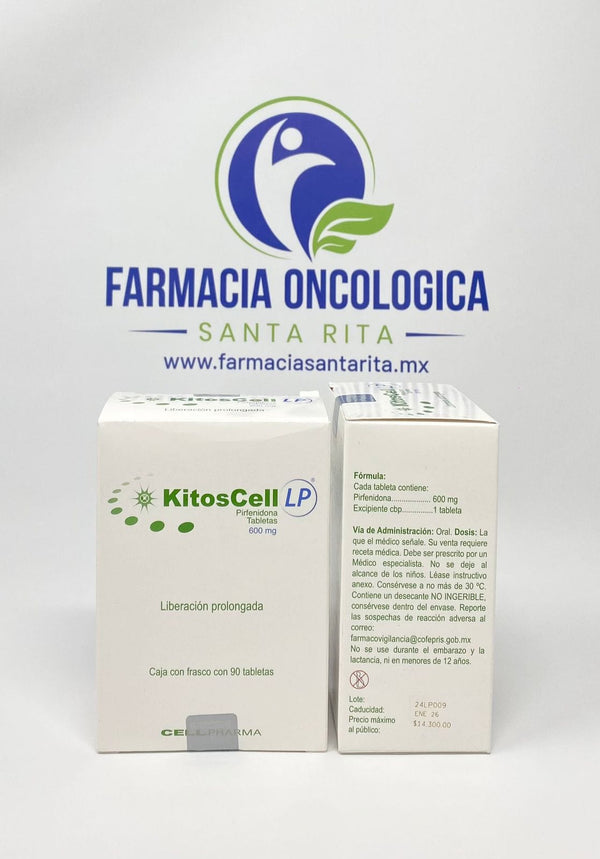 Foto del medicamento Kitoscell LP 600 mg con 90 tabletas o Pirfenidona 600 mg con 90 tab en venta