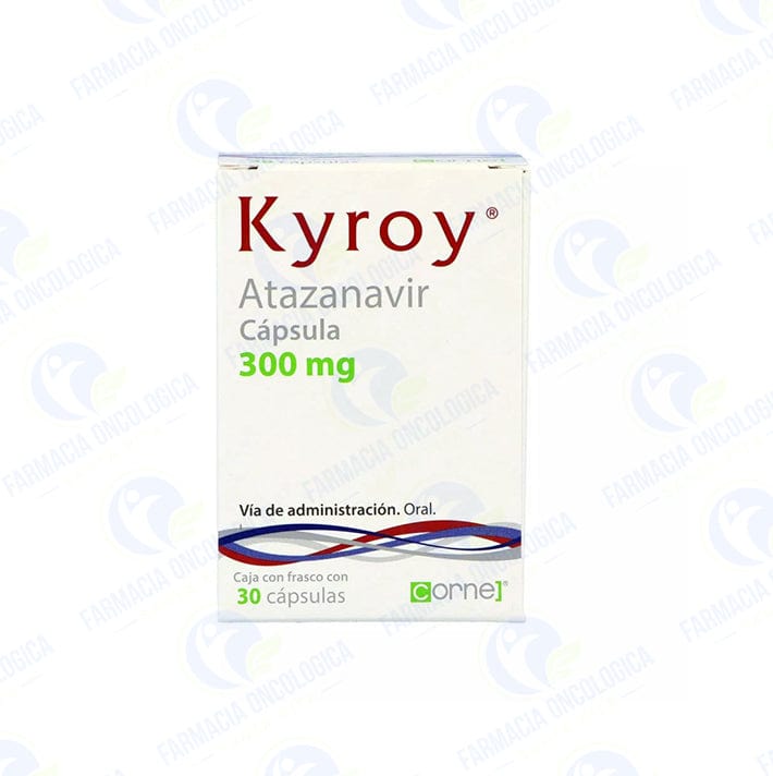 Foto del medicamento Kyroy 300 mg con 30 capsulas o Atazanavir 300 mg con 30 capsulas en venta