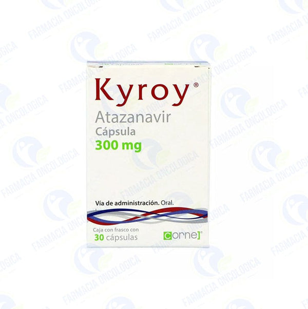 Foto del medicamento Kyroy 300 mg con 30 capsulas o Atazanavir 300 mg con 30 capsulas en venta