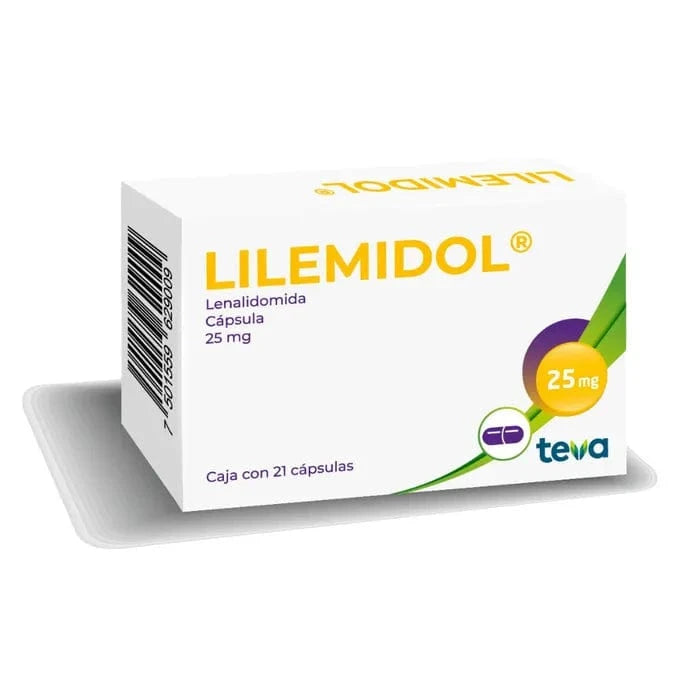 Foto del medicamento Lilemidol 25 mg con 21 capsulas o Lenalidomida 25 mg con 21 capsulas en venta