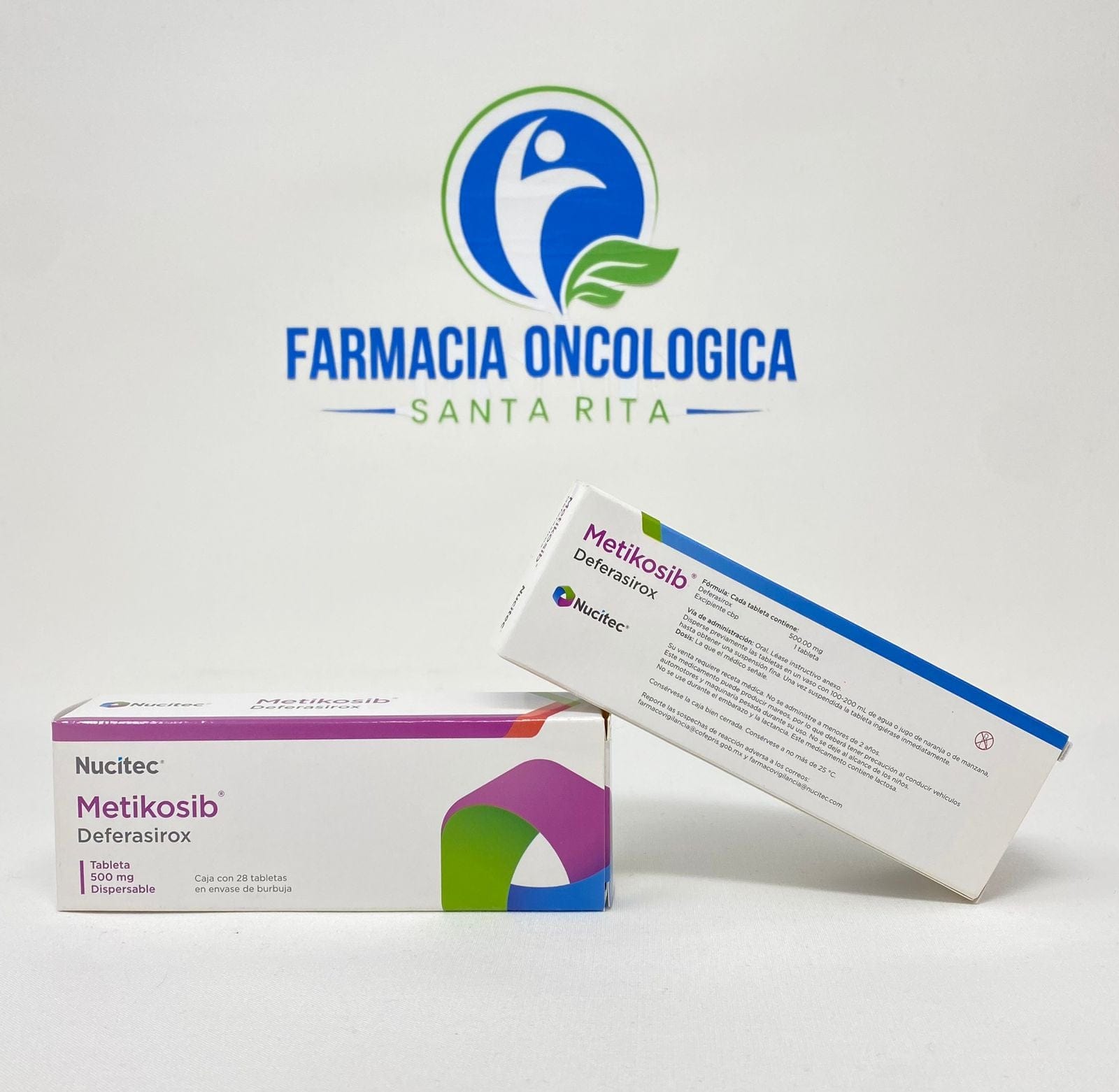 Foto del medicamento Metikosib 500 mg con 28 tabletas o Deferasirox 500 mg con 28 tabletas en venta