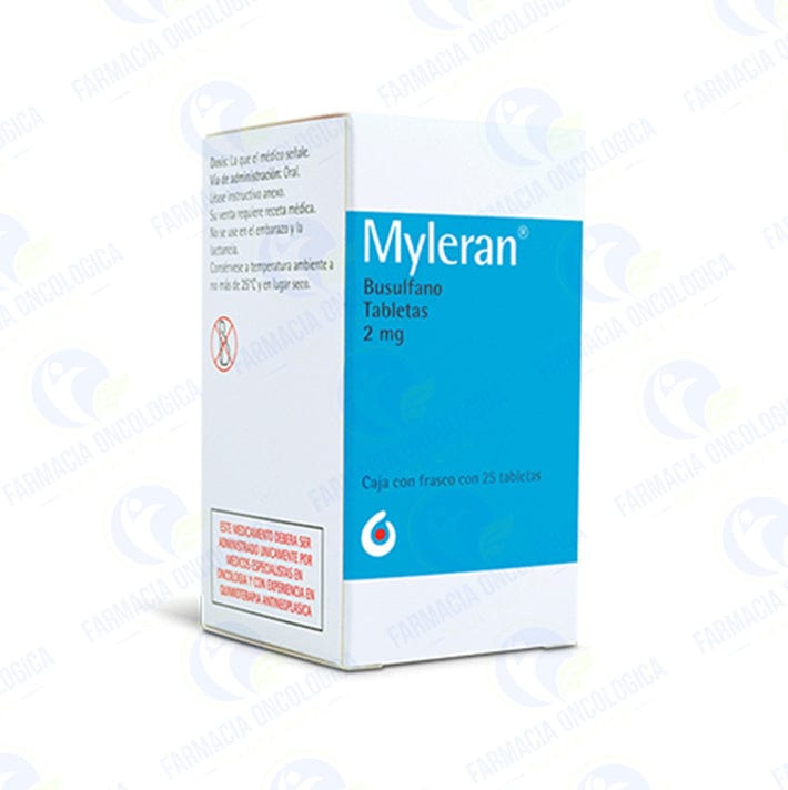 Foto del medicamento Myleran 2 mg con 25 tabletas o Busulfano 2 mg con 25 tabletas en venta