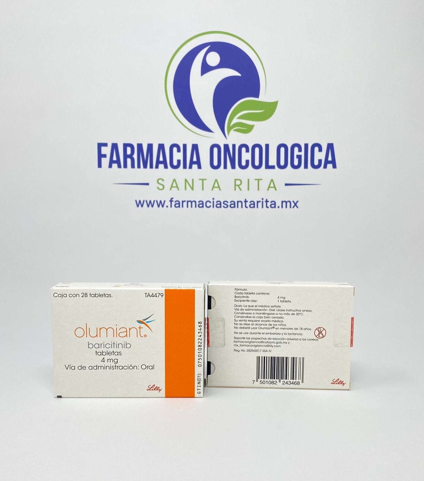 Foto del medicamento Olumiant 4 mg con 28 tabletas o Baricitinib 4 mg con 28 tabletas en venta