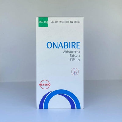 Foto del medicamento Onabire 250 mg con 120 tabletas o Abiraterona 250mg con 120 tabletas en venta