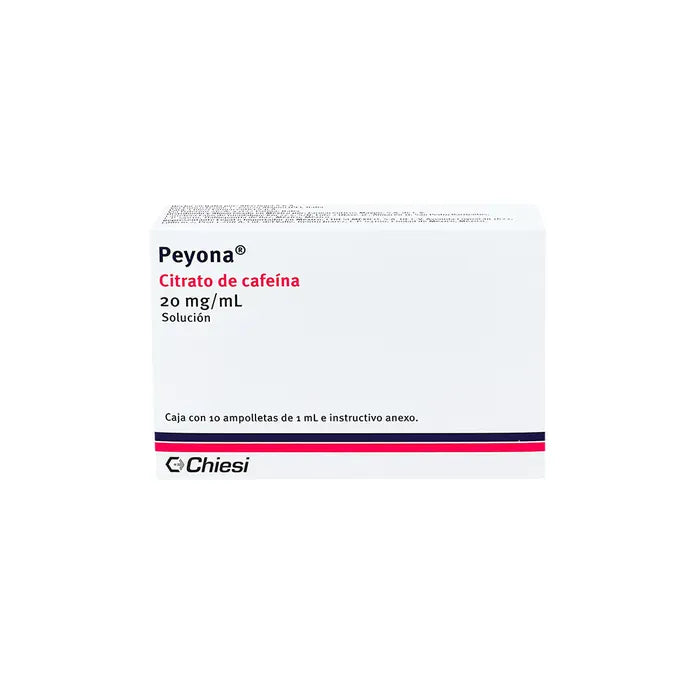 Foto del medicamento Peyona 20mg solucion inyectable 10 ampolletas - Citrato de Cafeina en venta
