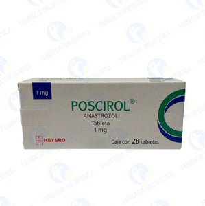 Foto del medicamento Poscirol 1 mg con 28 tabletas o Anastrozol 1 mg con 28 tabletas en venta