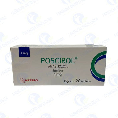 Foto del medicamento Poscirol 1 mg con 28 tabletas o Anastrozol 1 mg con 28 tabletas en venta