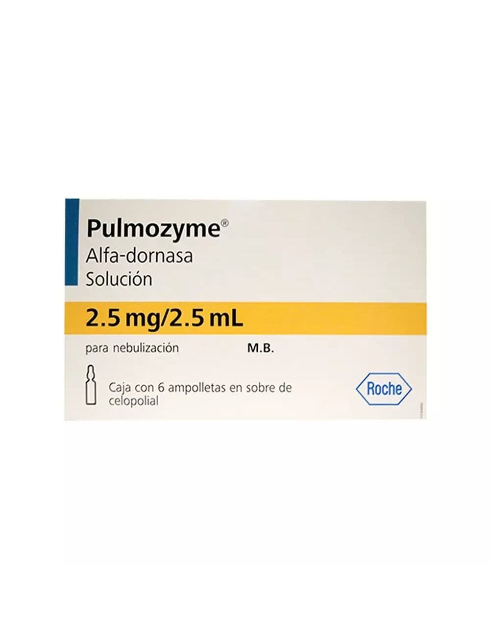 Foto del medicamento Pulmozyme 2.5 mg / 2.5 mL solucion inyectable o Alfa Dornasa 2.5 mg en venta