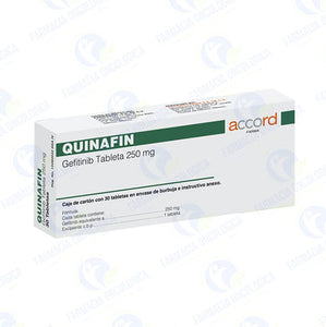 Foto del medicamento Quinafin 250 mg con 30 tabletas o Gefitinib 250 mg con 30 tabletas en venta