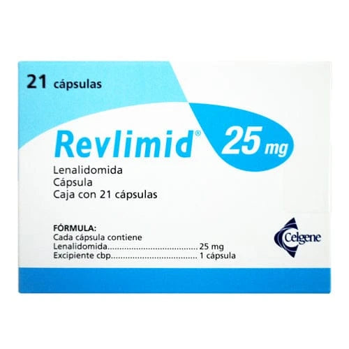 Foto del medicamento Revlimid 25 mg con 21 capsulas o Lenalidomida 25 mg con 21 capsulas en venta
