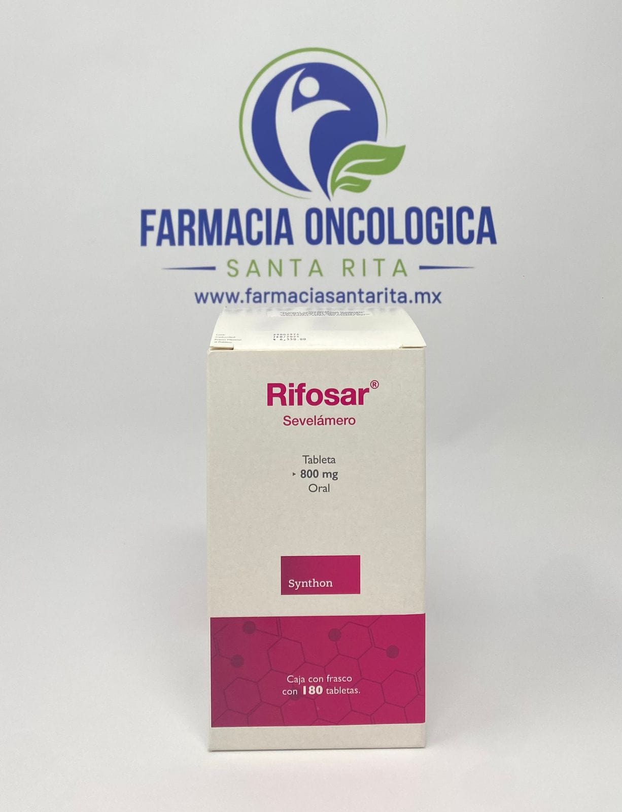 Foto del medicamento Rifosar 800mg con 180 tabletas o Sevelamero 800mg con 180 tabletas en venta