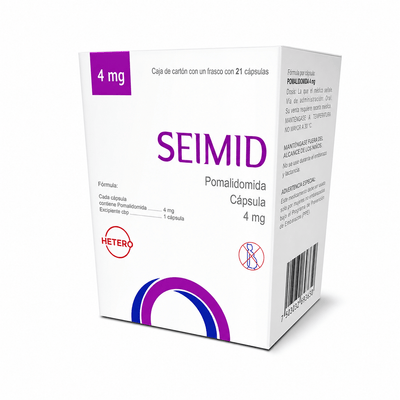 Medicamento seimid 4mg con 21 capsulas (pomalidomida) en venta.