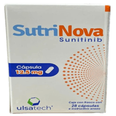Foto del medicamento Sutrinova 12.5 mg con 28 capsulas o Sunitinib 12.5 mg con 28 capsulas en venta