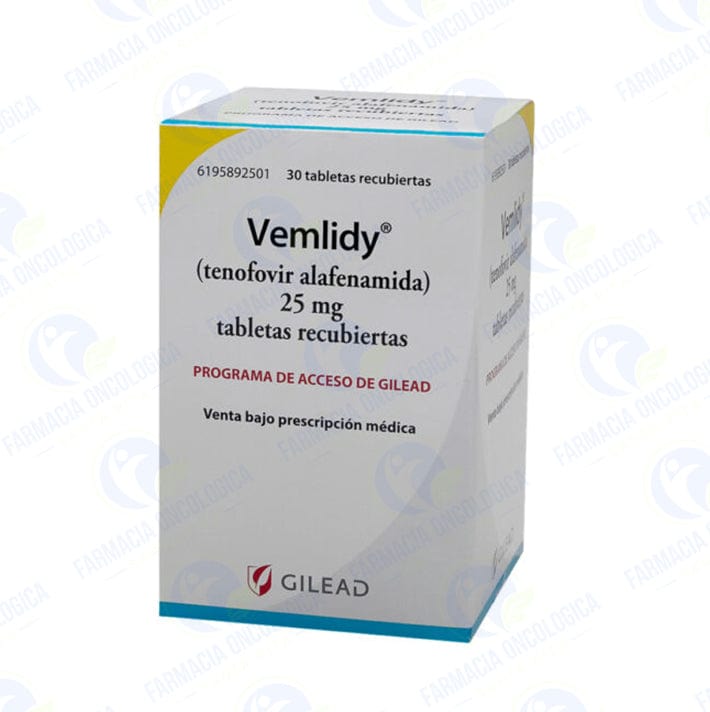 Foto del medicamento Vemlidy 25 mg con 30 tabletas o Tenofovir alafenamida 25 mg con 30 tab en venta