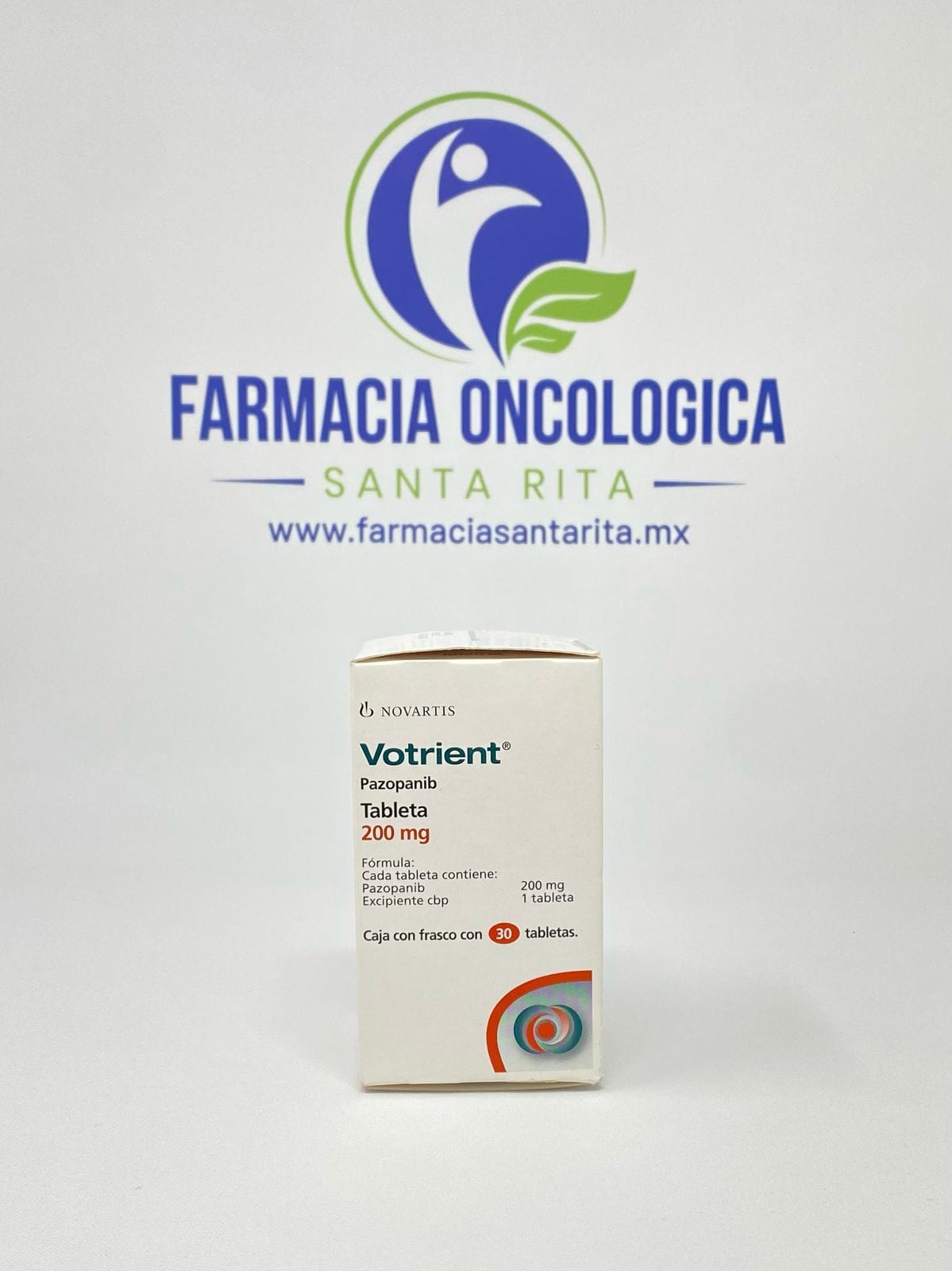 Foto del medicamento Votrient 200 mg con 30 tabletas o Pazopanib 200 mg con 30 tabletas en venta