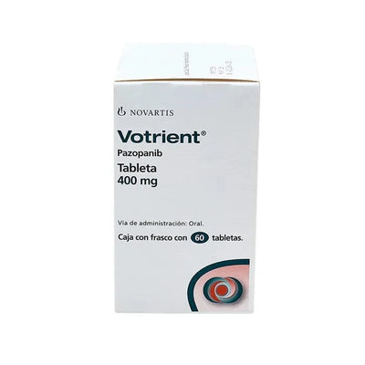 Foto del medicamento Votrient 400 mg con 60 tabletas o Pazopanib 400 mg con 60 tabletas en venta
