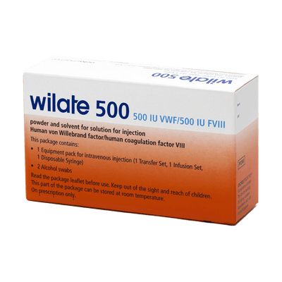 Foto del medicamento Wilate 500 ui o Factor VIII de Coagulacion Sanguinea Humana 500 ui en venta