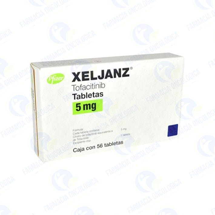 Foto del medicamento Xeljanz 5 mg con 28 tabletas o Tofacitinib 5 mg con 28 tabletas en venta