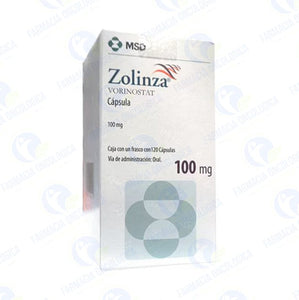 Foto del medicamento Zolinza 100 mg con 120 capsulas o Vorinostat 100 mg con 120 capsulas en venta